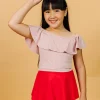 Ribbed Light Mauve | Youth Ruffled Around Top