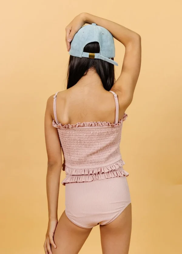 Ribbed Light Mauve | Youth Mid-Ruffle Bottoms