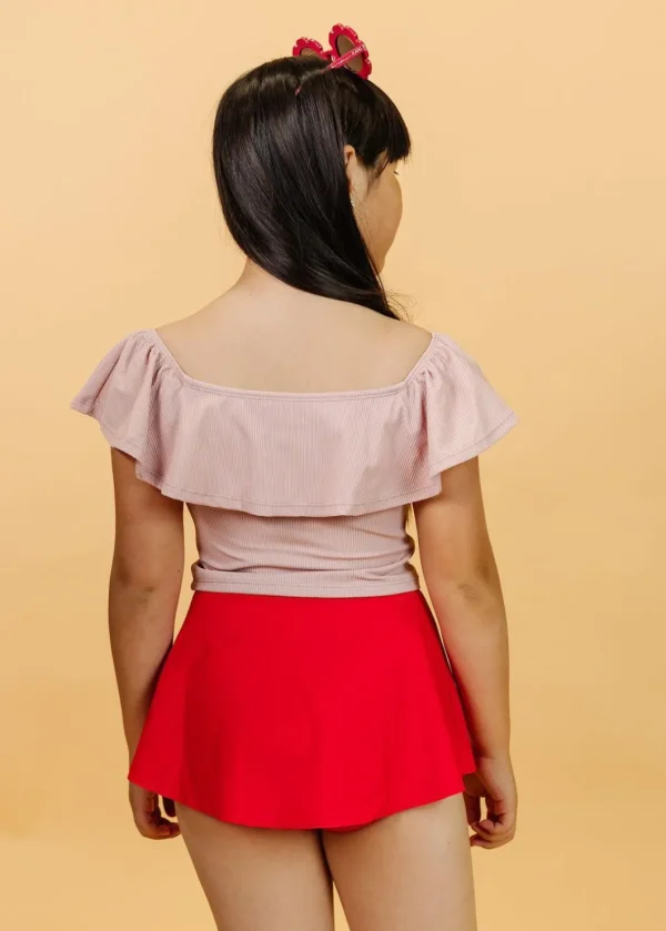 Ribbed Light Mauve | Youth Ruffled Around Top