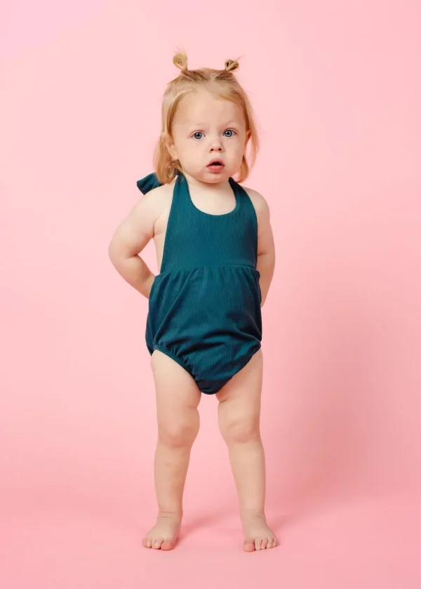 Ribbed Midnight Teal | Baby Romper One-Piece