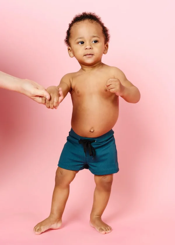 Ribbed Midnight Teal | Baby Euro Shorts