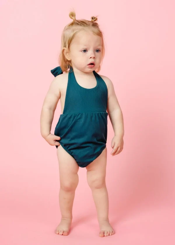 Ribbed Midnight Teal | Baby Romper One-Piece