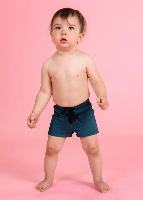 Ribbed Midnight Teal | Baby Euro Shorts