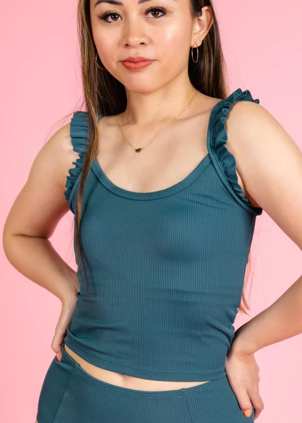 Ribbed Midnight Teal | Flutter Top