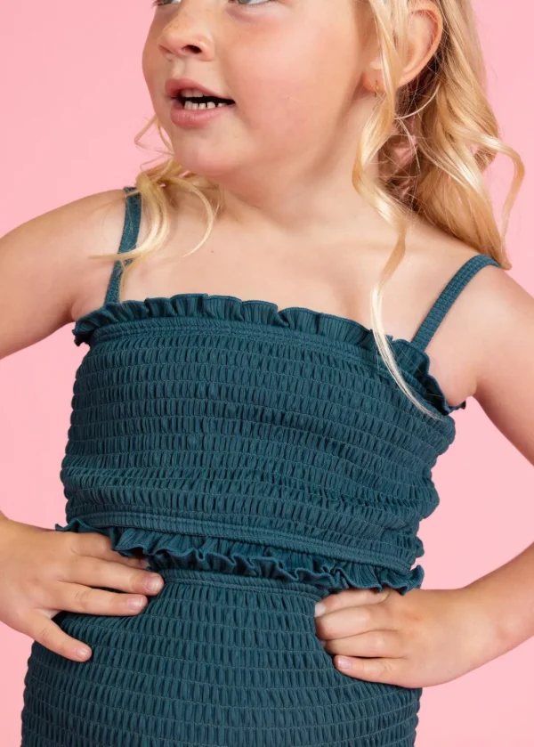 Ribbed Midnight Teal | Mini Bandeau Top