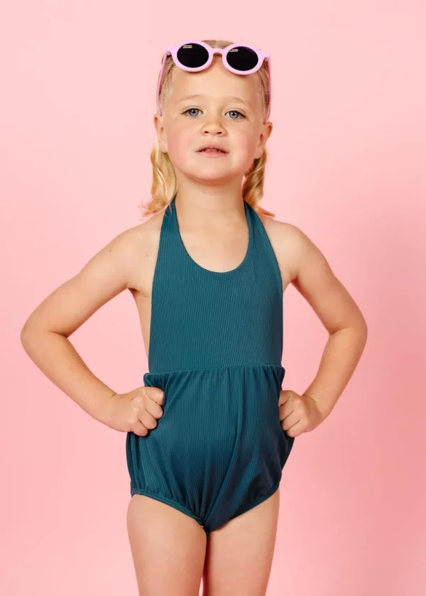 Ribbed Midnight Teal | Mini Romper One-Piece