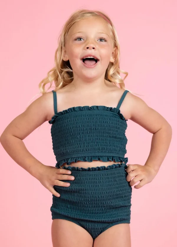 Ribbed Midnight Teal | Mini Bandeau Top