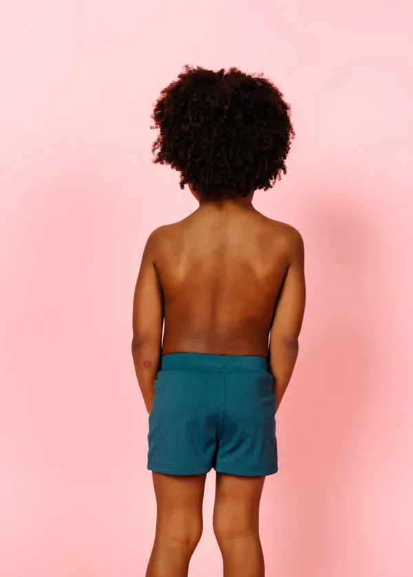 Ribbed Midnight Teal | Mini Euro Shorts