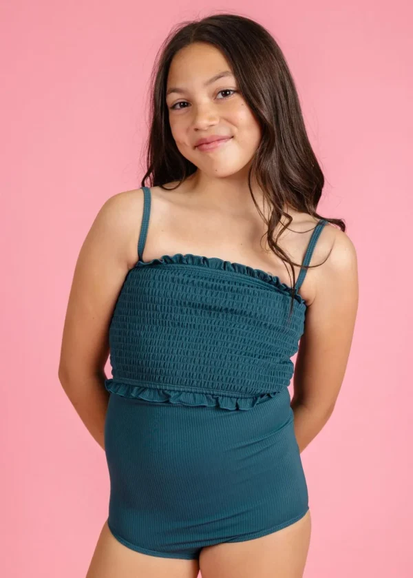 Ribbed Midnight Teal | Mini High-Waisted Bottoms