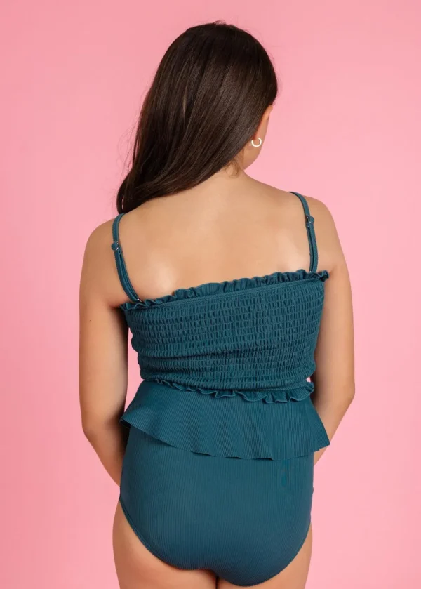 Ribbed Midnight Teal | Mini Peplum Bottoms