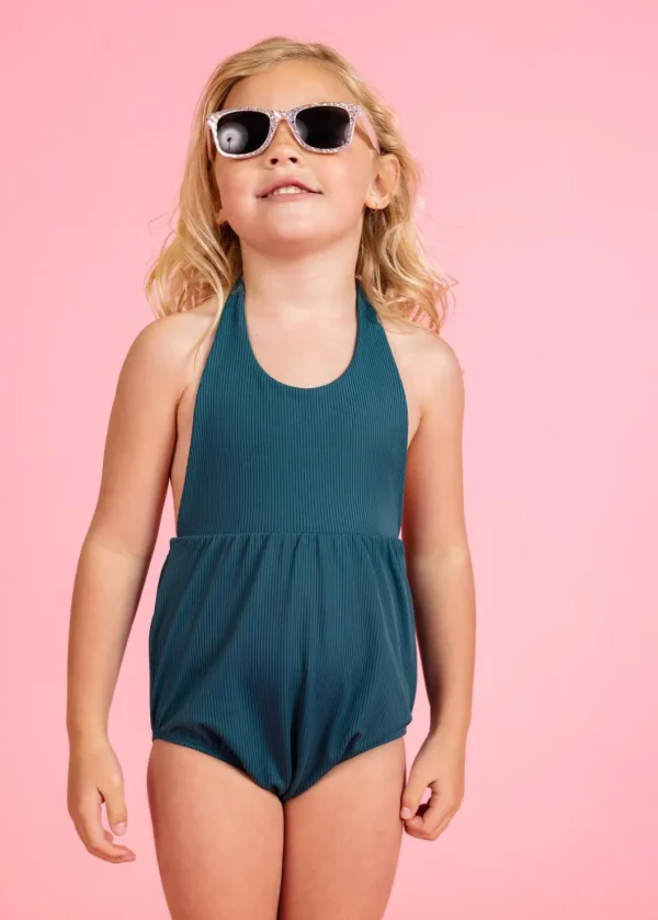 Ribbed Midnight Teal | Mini Romper One-Piece