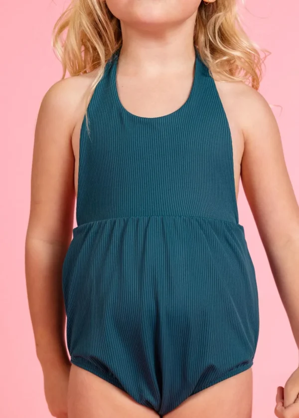 Ribbed Midnight Teal | Mini Romper One-Piece