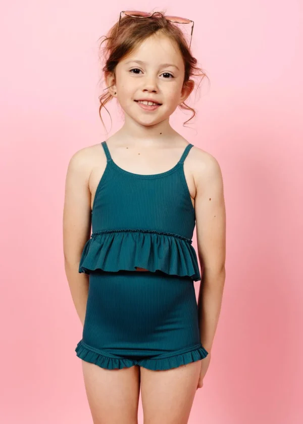Ribbed Midnight Teal | Mini All Ruffled Up Bottoms