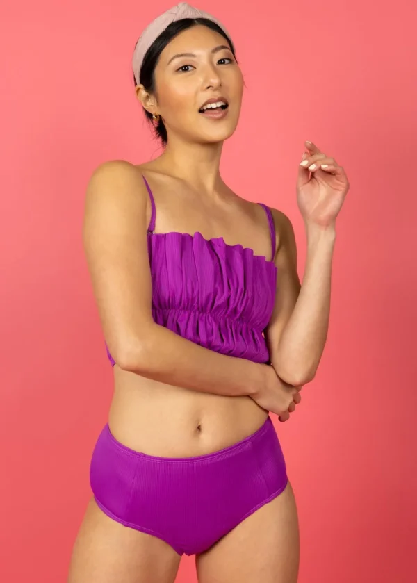 Ribbed Purple | Mid-Rise Bottoms