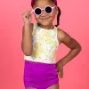 Ribbed Purple | Mini Down in Front Ruffle Bottoms
