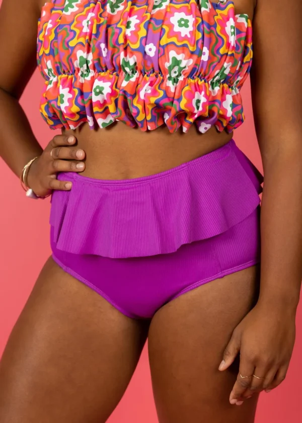 Ribbed Purple | Peplum Bottoms
