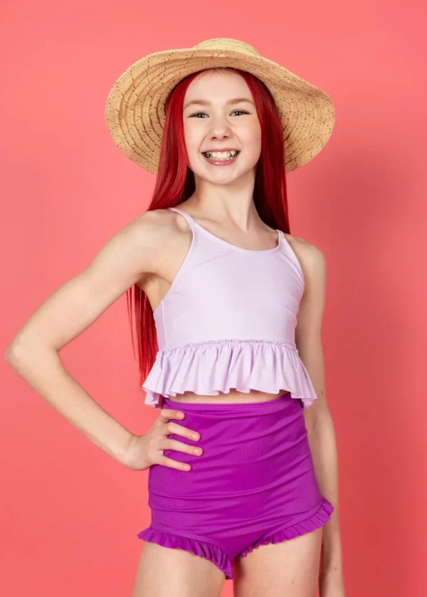 Ribbed Purple | Youth All Ruffled Up Bottoms
