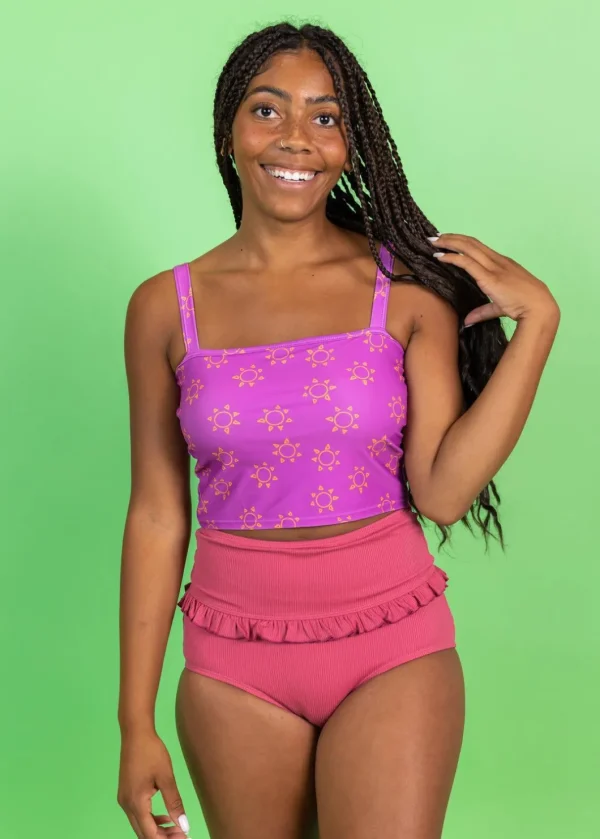 Ribbed Roseate | Mid-Ruffle Bottoms