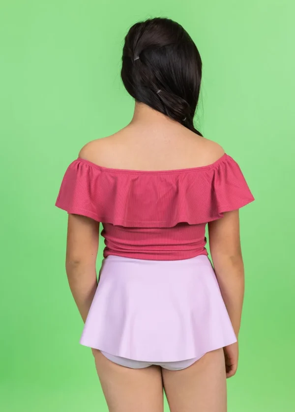Ribbed Roseate | Youth Ruffled Around Top