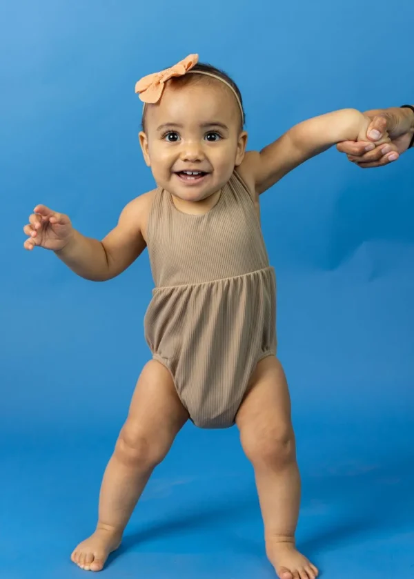 Ribbed Sand Brown | Baby Romper One-Piece