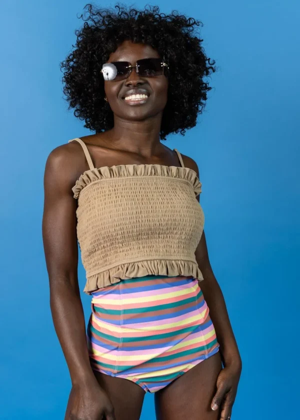 Ribbed Sand Brown | Bandeau Top