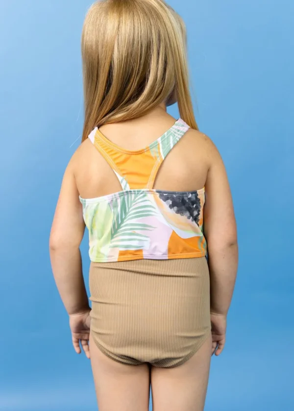 Ribbed Sand Brown | Mini Down in Front Ruffle Bottoms