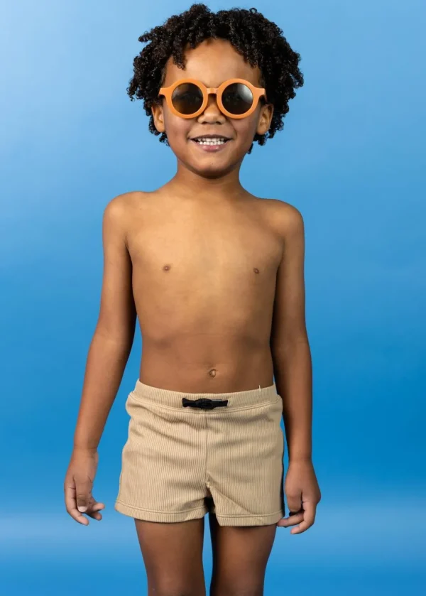 Ribbed Sand Brown | Mini Euro Shorts