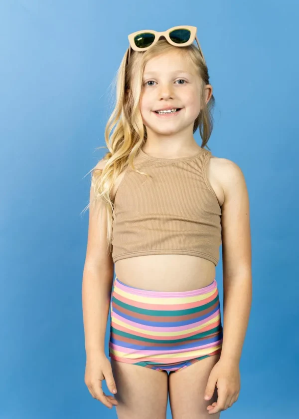 Ribbed Sand Brown | Mini Racer Back Top