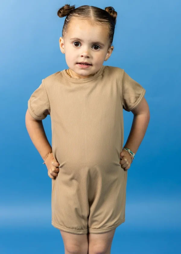 Ribbed Sand Brown | Mini Shorties Rashguard (Unisex)