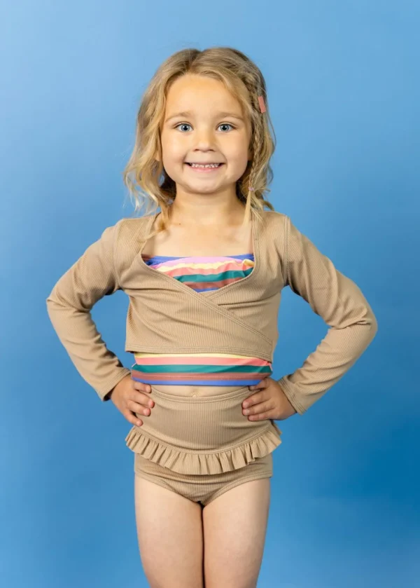 Ribbed Sand Brown | Mini Wrap Top Rashguard