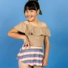 Ribbed Sand Brown | Youth Ruffled Around Top