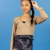Ribbed Sand Brown | Youth Wrap Top Rashguard