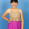 Ribbed Sand Brown | Youth Peplum Top