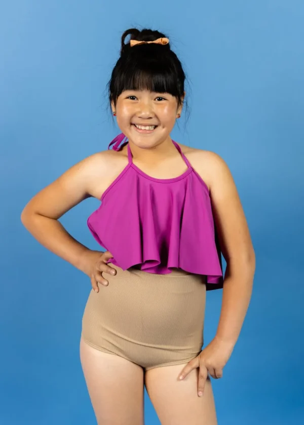 Ribbed Sand Brown | Youth High-Waisted Bottoms