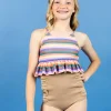 Ribbed Sand Brown | Youth Down in Front Ruffle Bottoms