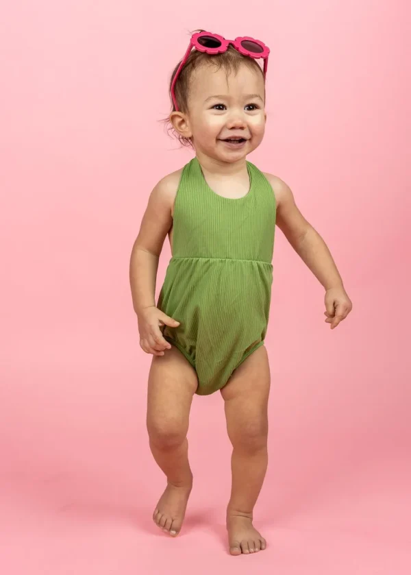 Ribbed Spring Green | Baby Romper One-Piece