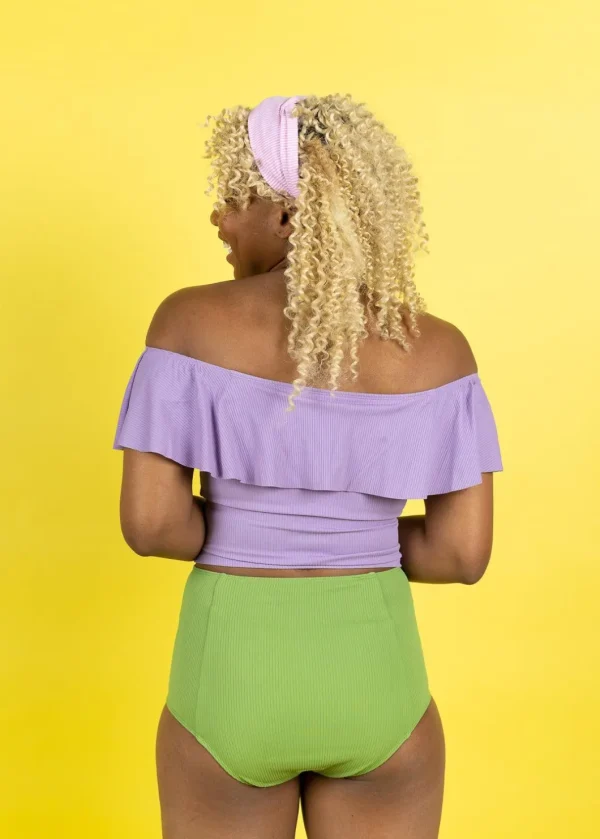 Ribbed Spring Green | High-Waisted Bottoms