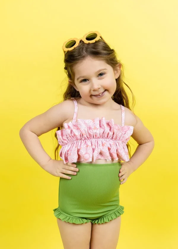 Ribbed Spring Green | Mini All Ruffled Up Bottoms