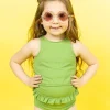 Ribbed Spring Green | Mini Mid-Ruffle Bottoms