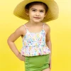 Ribbed Spring Green | Mini Down in Front Ruffle Bottoms