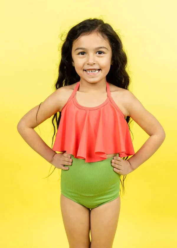Ribbed Spring Green | Mini High-Waisted Bottoms