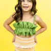 Ribbed Spring Green | Mini Oversized Ruffle Top