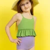 Ribbed Spring Green | Mini Peplum Top