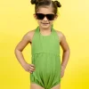 Ribbed Spring Green | Mini Romper One-Piece