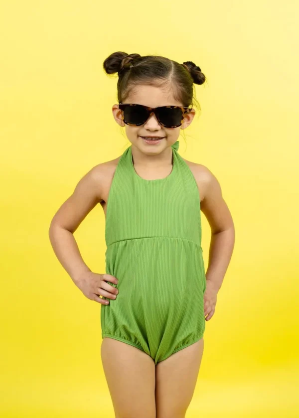 Ribbed Spring Green | Mini Romper One-Piece