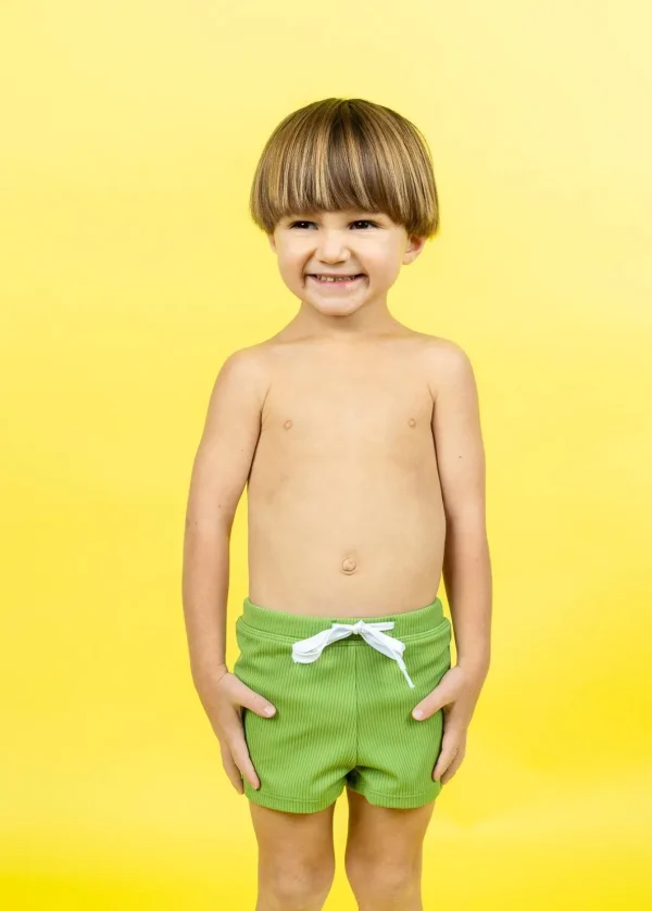 Ribbed Spring Green | Mini Euro Shorts