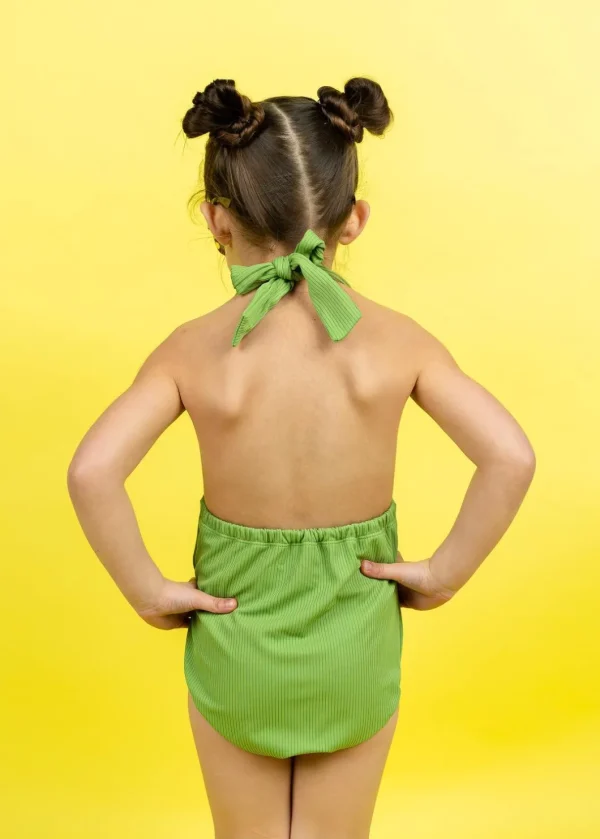 Ribbed Spring Green | Mini Romper One-Piece