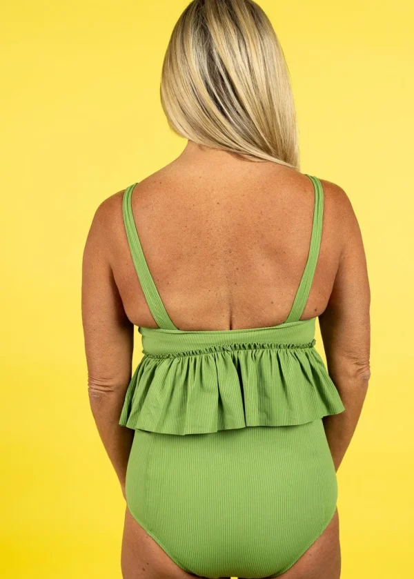 Ribbed Spring Green | V-Neck Top