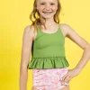 Ribbed Spring Green | Youth Peplum Top