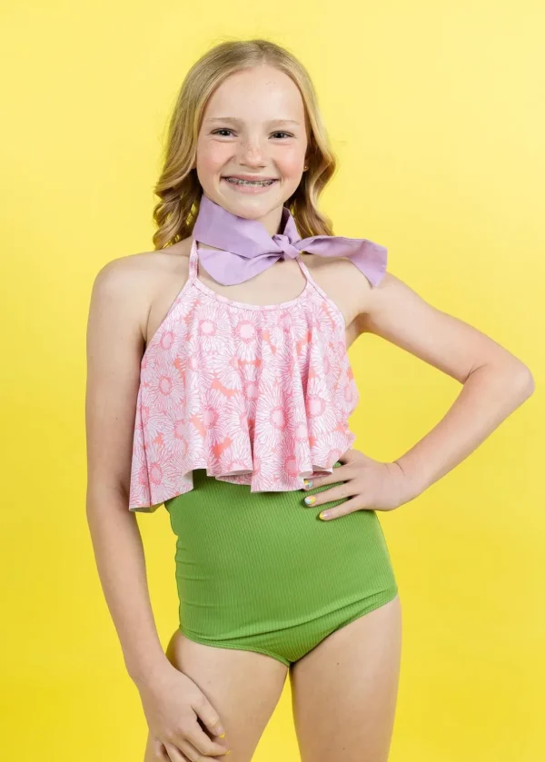 Ribbed Spring Green | Youth High-Waisted Bottoms